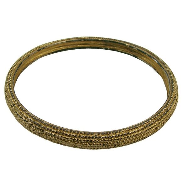 Napier Signed Gold Tone Textured Bangle Bracelet Vintage 8" Stackable No Stones - Picture 1 of 10